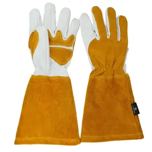 Wholesale Long Sleeve Abrasive Durable Cowhide Cowsplit Leather Welding Safety Working Gloves