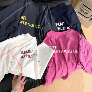 T-shirt pour homme North & South Family, en mélange de coton, séchage rapide, respirant, coupe ample, décontracté, imprimé lettres, été, sport de plein air, manches courtes - Product Image 2