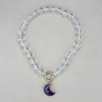 Colliers en perles de cristal blanc rondes en pierre naturelle au design simple, bijoux en cristal de quartz clair tendance pour femmes, fêtes d'anniversaire