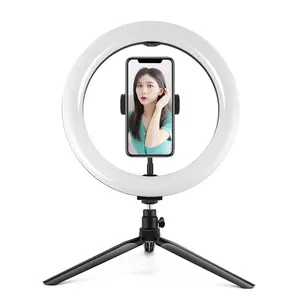 Lampu Cincin 10 Inci 26Cm dengan Dudukan Tripod, Lampu Pengisi Kecantikan Led Rias Studio untuk Siaran Langsung Tiktok