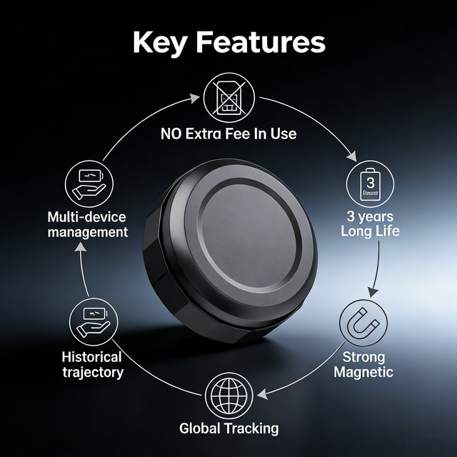 Hidden Mini GPS Tracker Fleet Vehicles Strong Magnet 3 Year Long Life Battery Global Tracking Free App Multi-Platform Smart Tag