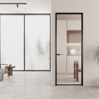 Porte en aluminium et verre de style postmoderne, à fermeture hermétique, pour bureau, maison, salle de bain