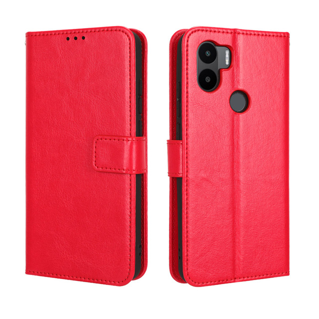 A1 Plus Soft TPU Flexible PU Leather Card Slot Wallet Pouch Flip Crazy Horse Pattern Cell Phone Case for Redmi A2 Plus