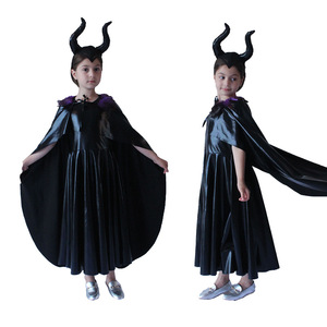 Disfraz de Bella Durmiente con Capa Negra Mágica para Niños, Conjunto de 3 Piezas, Vestido para Actuación de Halloween con Cuernos - Product Image 1
