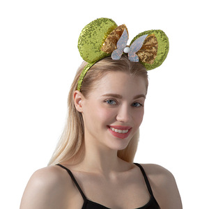 غطاء للرأس للفتيات اللطيفة على شكل أذن ميكي الكرتونية دعائم التصوير حبل شعر للحفلات محشو بترتر أذن فأر متألقة عصابة رأس على شكل أذن فأر - Product Image 3