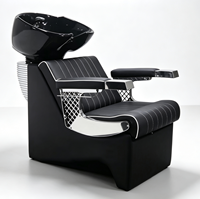 Station de lavage de cheveux de qualité supérieure avec design élégant et cadre chromé, chaise de shampooing pour salon de coiffure
