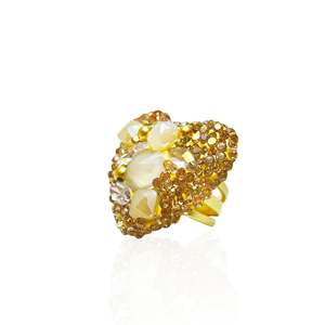 Fashion Ring 316L Stainless Steel PVD Gold Plating With <b>Crystal</b> Stones For Women Jewelry - Product Image 1