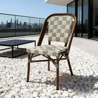 Chaises de bistrot parisien imperméables, nouveau design, en rotin d'extérieur, style français, chaise de terrasse pour restaurant
