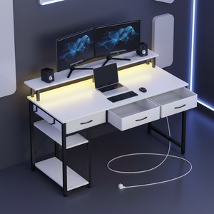 <span class=keywords><strong>Mesa</strong></span> de Computadora Moderna Ajustable para Juegos con Iluminación LED, Soporte de Exhibición con 2 Ganchos, 120x47x90.5 <span class=keywords><strong>cm</strong></span> - Product Image 2