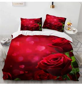 Gül yatak romantik baskı nevresim yorgan nevresim fermuar bağları - Product Image 4