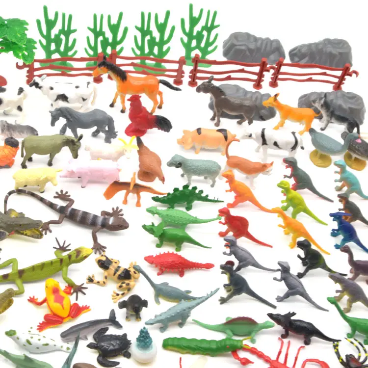 Laut Pertanian mainan dinosaurus besar medium mini plastik tyrannosaurus rex Stegosaurus Triceratops hadrosaurus dengan batu pohon pagar telur