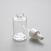 Botol Kaca Silinder Biru 30ml Mewah dengan Hot Stamping Perak dan Pipet Aluminium Perak 20/410 dengan Bulb Hitam
