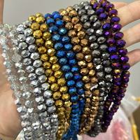 Perles de verre rondes facettées électroplaquées à haute brillance, finition AB irisée, couleurs métalliques vibrantes pour la fabrication de bijoux DIY professionnels
