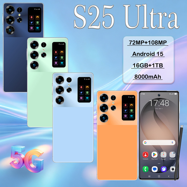 S25 Ultra 5G Smartphone 8000mAh Long Standby Battery 6.9Inch Display Face Unlock for Daily Communication Gaming Outdoor Shooting