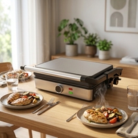 Gaufrier professionnel avec plaques fixes, température réglable, rangement vertical, revêtement antiadhésif et protection contre la surchauffe