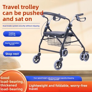 Chariot pliable et confortable léger Chariot assis et pratique pour personnes âgées pour <span class=keywords><strong>acheter</strong></span> des produits d'épicerie Walker & Rollator - Product Image 6
