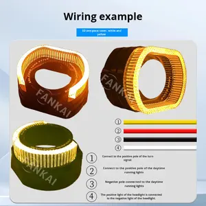 Couvre-phare LED de forme carrée avec design intégré Angel Eyes 5D, clignotant bicolore blanc jaune, 2,5/3 pouces - Product Image 4