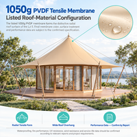 Villa préfabriquée de luxe semi-permanente MEISUTE 7,2x12,3m avec auvent PVDF 1050g, étanchéité >3000mm, une chambre et séjour