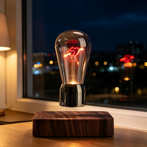 Lampe LED à filament en forme de cœur flottant à lévitation magnétique, base en bois, veilleuse rotative, décoration de table créative et romantique pour la maison - Product Image 3
