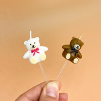 Bougies d'anniversaire en forme d'ours en peluche mignonnes pour la décoration de gâteaux, bougies de fête 3D en forme d'animaux de dessin animé avec nœud papillon, fournitures pour fêtes d'anniversaire