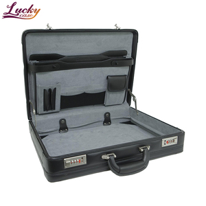 Old Fashion Office Portable Good Quality Leather Business Travelling Luxury Aluminum Tool Briefcase For Men