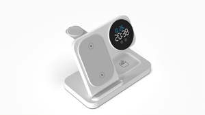 Station de charge sans fil 3 en 1 15W avec support pliable et réveil numérique pour écouteurs et tablettes - Product Image 6