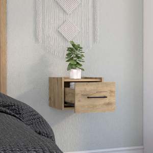 Boa <b>Floating</b> Nightstand Single <b>Drawer</b> Wall Mounted Macadamia Wood Bedroom Side Table - Product Image 4