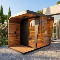 Sauna à vapeur en cèdre rouge sur mesure pour 4 personnes, combinaison douche-sauna pour extérieur
