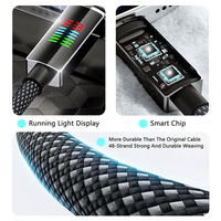 Câble USB tressé en nylon avec conducteur en cuivre pur, charge rapide PD 240W, affichage lumineux intelligent tricolore haute puissance pour ordinateur
