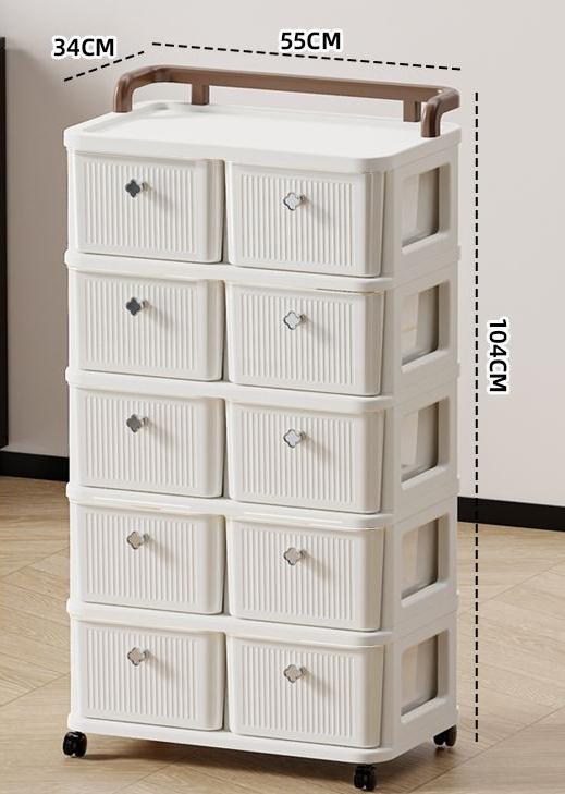 Double drawer cabinet-5 layers beige gray