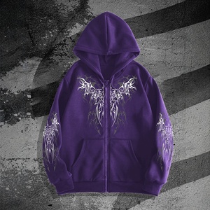 Felpa con Zip Bianca da <span class=keywords><strong>Uomo</strong></span>, Stampa Gotica Y2K, Oversize, Stile Streetwear Retrò Cyber Casual, Primavera - Product Image 5