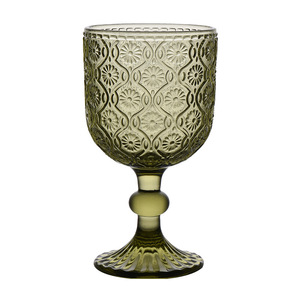 Juego de Copas de Vidrio sin Plomo con Relieve Vintage, Color Verde Oliva y Azul Cobalto, Relieve 3D Prensado, Juego de Cinco Piezas para Vino y <span class=keywords><strong>Agua</strong></span> - Product Image 5