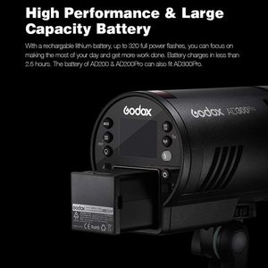 Flash <span class=keywords><strong>de</strong></span> studio portable Godox AD300Pro 300Ws TTL HSS 2.4G sans fil pour Sony Canon Nikon Fuji Olympus - Product Image 5