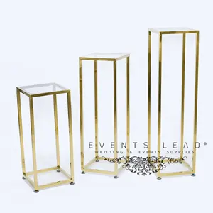 Vierkante Loopbrug Stands Rvs Gouden Spiegel Bloem Stands Set voor Bruiloft Decoratie van Evenementen Lood Levert