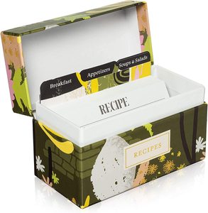 High Quality Recipe Tin Box With 4*6inches Cards Color Printed And 24 Index Card Separators Holder