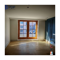 Puerta de Entrada de Doble Hoja de Aluminio y Madera PDP, Estilo Minimalista Clásico para Exteriores de Villa, Puerta Abatible de 2 Paneles de Fibra de Vidrio para Hotel