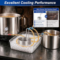 Bobine de refroidissement par immersion, refroidisseur de moût 3/8" x 25FT, refroidisseur d'eau en acier inoxydable pour bain de glace, refroidisseur de bière, refroidisseur d'eau pour brassage de bière