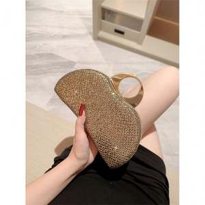 Herzförmige Clutch Strass Abendtaschen für Damen Frauen Abschlussball Gold Kristall Handtasche - Product Image 3