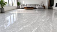 Carreaux de sol en grès cérame poli effet marbre gris foncé brillant 60x60 pour salle de bain, Foshan