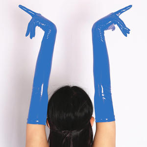 Jouet adulte Faux Latex gant à manches longues femmes mitaines caoutchouc fétiche noir Sexy <span class=keywords><strong>gants</strong></span> longs pour Club Cosplay - Product Image 5