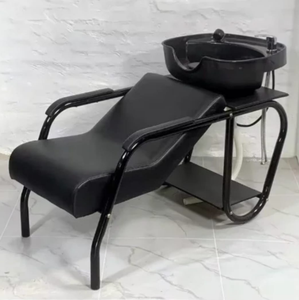 Fauteuil de lavage semi-inclinable moderne pour salon de coiffure avec bac en céramique personnalisé par le fabricant – Idéal pour la thérapie capillaire en salon de barbier - Product Image 1