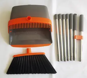 VCPC橙色灰色扫帚簸箕套装立式套装不锈钢扫帚和簸箕套装