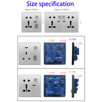 Prise d'interrupteur mural britannique argent 13a 220V, double prise universelle murale USB électrique, panneau d'interrupteur de vitesse à gradation