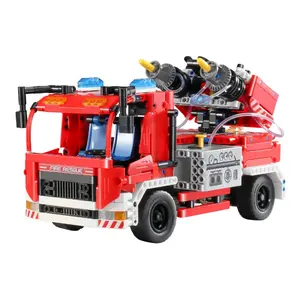 Bestseller Baustein Diy Spielzeug 1288 Stück 2 in 1 Baustein Auto Feuerwehr auto mit Wassers prühen Kinder Kunststoff Modell Auto Spielzeug