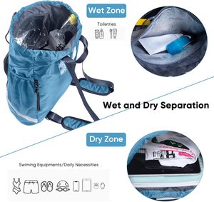 <b>Swim</b> Essentials Drawstring Backpack Beach Gym <b>Bag</b> Waterproof Pocket Shoe Compartment for <b>Kids</b> Men Workout Made Durable Polyester - Product Image 6