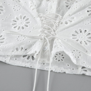 صدرية نسائية أنيقة بدون حمالات على شكل بالون باللون الأبيض، بتصميم يبرز الخصر من قماش الدوبي، موضة صيف <span class=keywords><strong>2026</strong></span> - Product Image 6