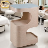 Mueble de Almacenamiento para Clínica Estética, Salón de Belleza y Spa con Lavabo, Madera Clara, Toallero Resistente para Taller o Almacén