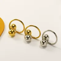 Schicker zweifarbiger, glänzender runder Kugelring, polierter Edelstahl, minimalistischer, trendiger, modischer Fingerring