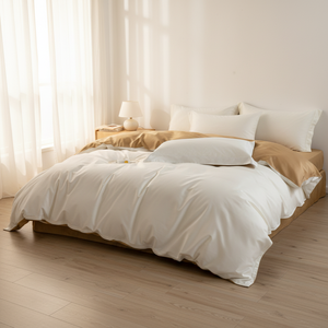 Parure de lit 100 % coton biologique 1800 fils/cm² écologique, housse de couette et drap-housse en coton à fibres longues 100S, doux et lisse, double face - Product Image 3