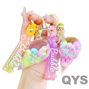 Llavero QYS de Acrílico con Burbujas Flotantes, Colgante Líquido, Adorno de Dibujos Animados para Bolsos y Mochilas, Regalo - Product Image 1